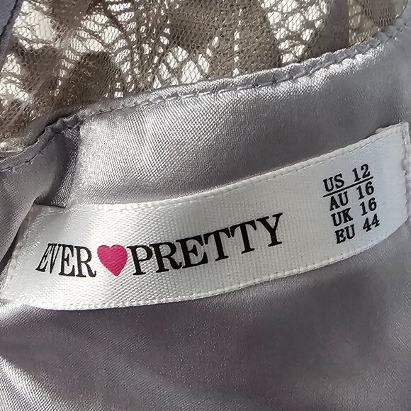 NWT Ever Pretty Dress Floral Lace Gray Satin Maxi Whimsigoth  12 - Picture 13 of 15